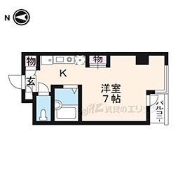 JR山陰本線 円町駅 徒歩3分の賃貸マンション 3階ワンルームの間取り