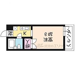 シェルブリュー太秦 2階1Kの間取り