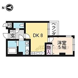 シルクシティ花 2階1DKの間取り