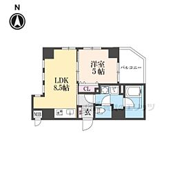 MSR京都二条城 2階1LDKの間取り