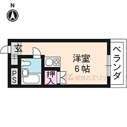 京都地下鉄東西線 太秦天神川駅 徒歩11分の賃貸マンション 3階ワンルームの間取り