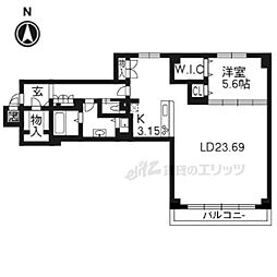 京都地下鉄東西線 二条駅 徒歩5分の賃貸マンション 1階1LDKの間取り
