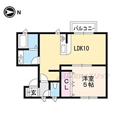 ヴィラ・デ・アウラ 2階1LDKの間取り