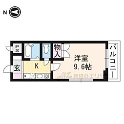 京都地下鉄東西線 二条城前駅 徒歩16分の賃貸マンション 3階1Kの間取り