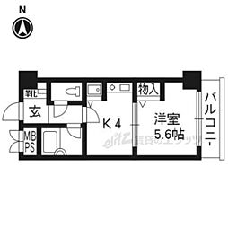 阪急京都本線 大宮駅 徒歩9分の賃貸マンション 3階1Kの間取り