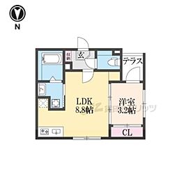 EMBELLIR COCO 102 1階1LDKの間取り