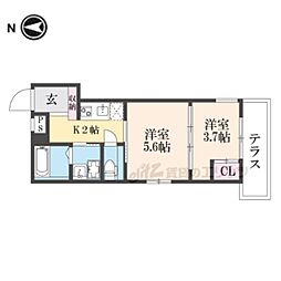 シエルコート大宮 3階2Kの間取り