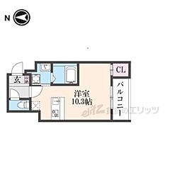 京都市営烏丸線 北大路駅 バス13分 玄琢下下車 徒歩1分の賃貸マンション 4階ワンルームの間取り
