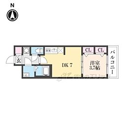 JR山陰本線 二条駅 徒歩8分の賃貸マンション 4階1DKの間取り