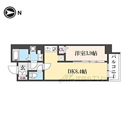 アクアプレイス京都千本丸太町 1DKの間取図画像