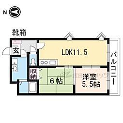 デュ四条 2LDKの間取図画像