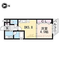 ベラジオ京都円町 1DKの間取図画像