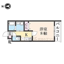 グランディール円町 1Kの間取図画像