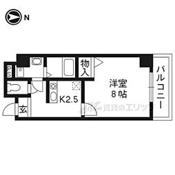レーベンなぎの宮 1Kの間取図画像