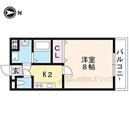 ブリランテ紫野 1Kの間取図画像