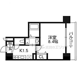 ベラジオ西陣聚楽 1Kの間取図画像