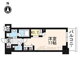 RESIDIA御所東 1Kの間取図画像