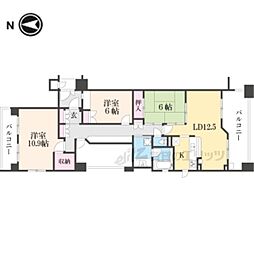 グランクール河原町二条 3LDKの間取図画像