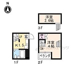 メイフラワー三条ありすがわ 1Kの間取図画像