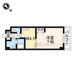 エス・キュート京都下鴨東 1DKの間取図画像