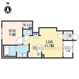 プルメリア 1LDKの間取図画像