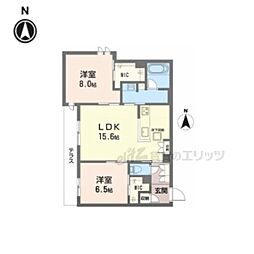 秀峯マンション 2LDKの間取図画像