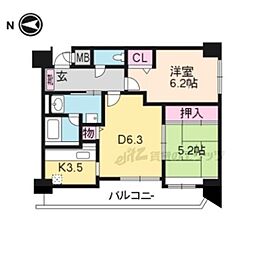 メロディーハイム堺町 2LDKの間取図画像