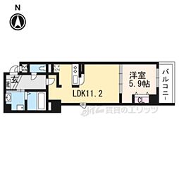 シャルム祇園三条 1LDKの間取図画像