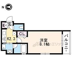 プレミアムレジデンス京都 1Kの間取図画像