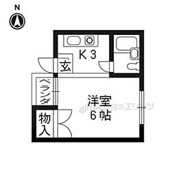 グリーンヒル北山 1Kの間取図画像