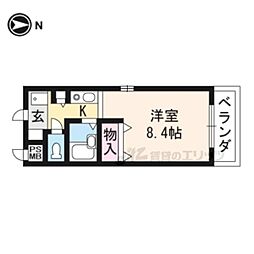 元土御門 1Kの間取図画像