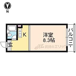 サンウイング桂 3階ワンルームの間取り
