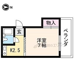 近鉄京都線 竹田駅 徒歩3分の賃貸アパート 2階1Kの間取り