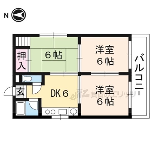 グッディ東五条 301｜京都府京都市東山区大和大路五条下ル二丁目上梅屋町(賃貸マンション3K・3階・45.00㎡)の写真 その2