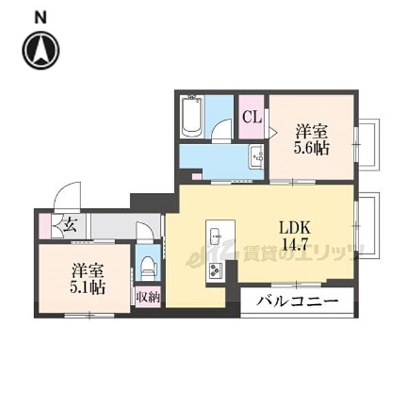 六条荘 401｜京都府京都市下京区西側町(賃貸マンション2LDK・4階・59.73㎡)の写真 その2