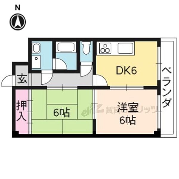 京都府京都市右京区西京極橋詰町(賃貸マンション2DK・5階・43.20㎡)の写真 その2