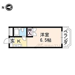 JR山陰本線 二条駅 徒歩8分の賃貸マンション 5階1Kの間取り