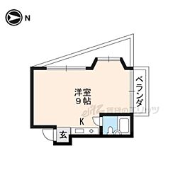京阪本線 七条駅 徒歩5分の賃貸マンション 3階ワンルームの間取り
