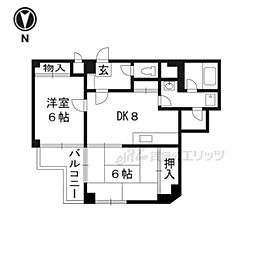 コアファースト山下 2階2DKの間取り