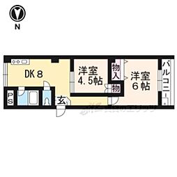 ジェリーノ中新道 1階2DKの間取り