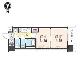 エステムコート京都祥邸 7階2Kの間取り