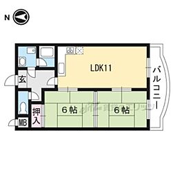 阪急京都本線 桂駅 徒歩18分の賃貸マンション 4階2LDKの間取り
