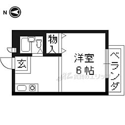 阪急京都本線 西院駅 徒歩10分の賃貸アパート 2階1Kの間取り