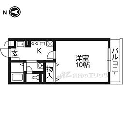 グランドール 2階1Kの間取り