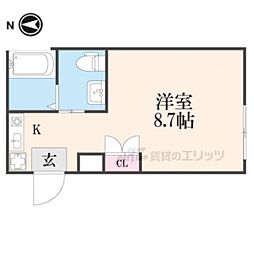 ベレーザ鴨川五条 4階ワンルームの間取り