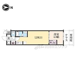 スワンズ京都東寺ガーデン 1階1LDKの間取り
