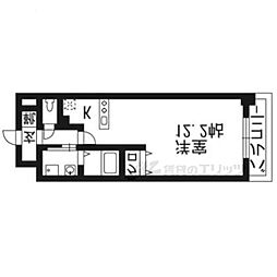 京都地下鉄東西線 西大路御池駅 徒歩4分の賃貸マンション 4階1Kの間取り