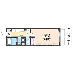 阪急京都本線 桂駅 徒歩15分の賃貸マンション 2階1Kの間取り