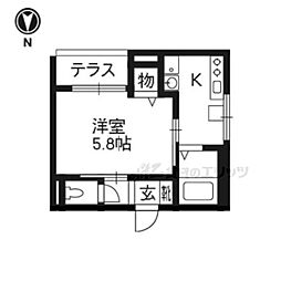 ＢａａｎＤｉｉ五條 1階1Kの間取り