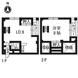 ウエストスクエア 2階1LDKの間取り